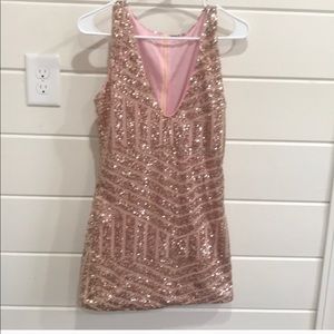 Rose gold sequin mini dress